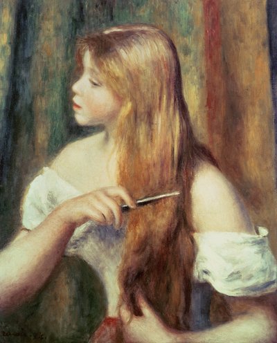 Chica rubia peinándose el cabello de Pierre Auguste Renoir